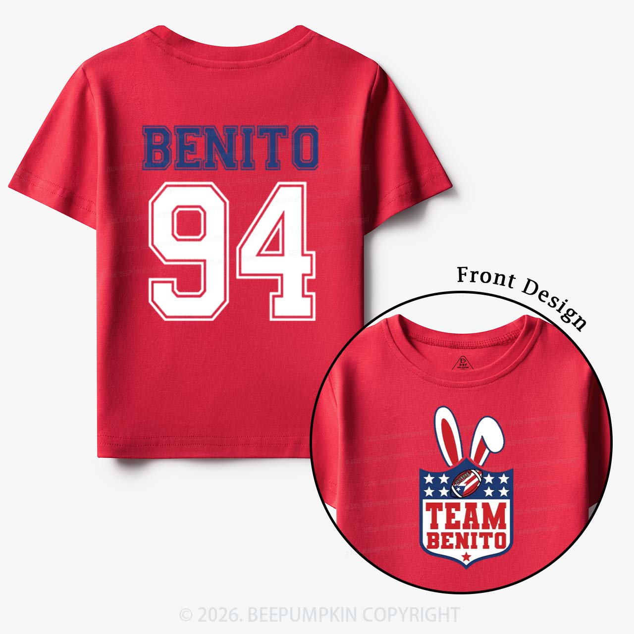 Personalized Vintage Benito Super Football Game Day Toddler&Kids Tees