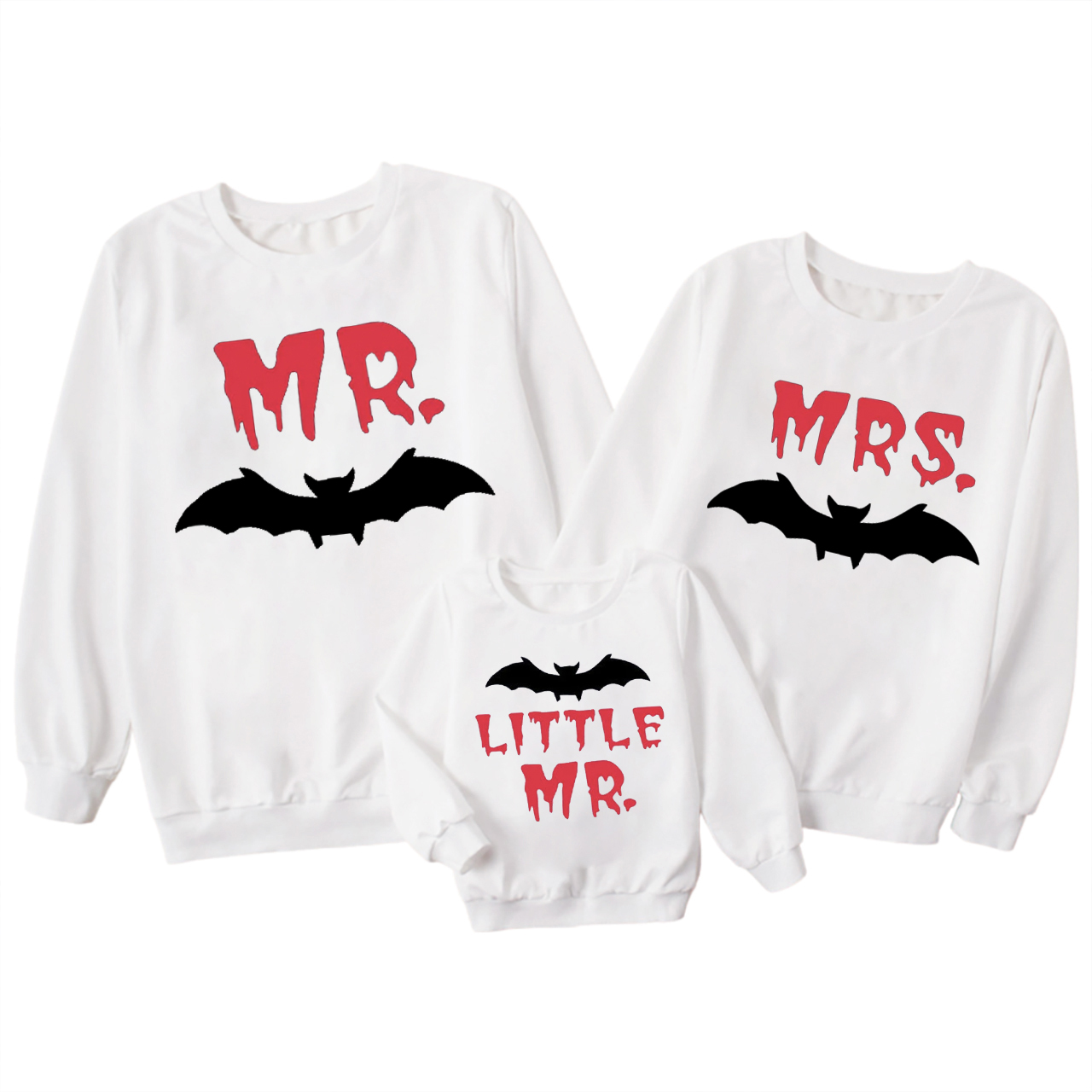 Mr And Mrs Halloween Bat Sweatshirts For Family