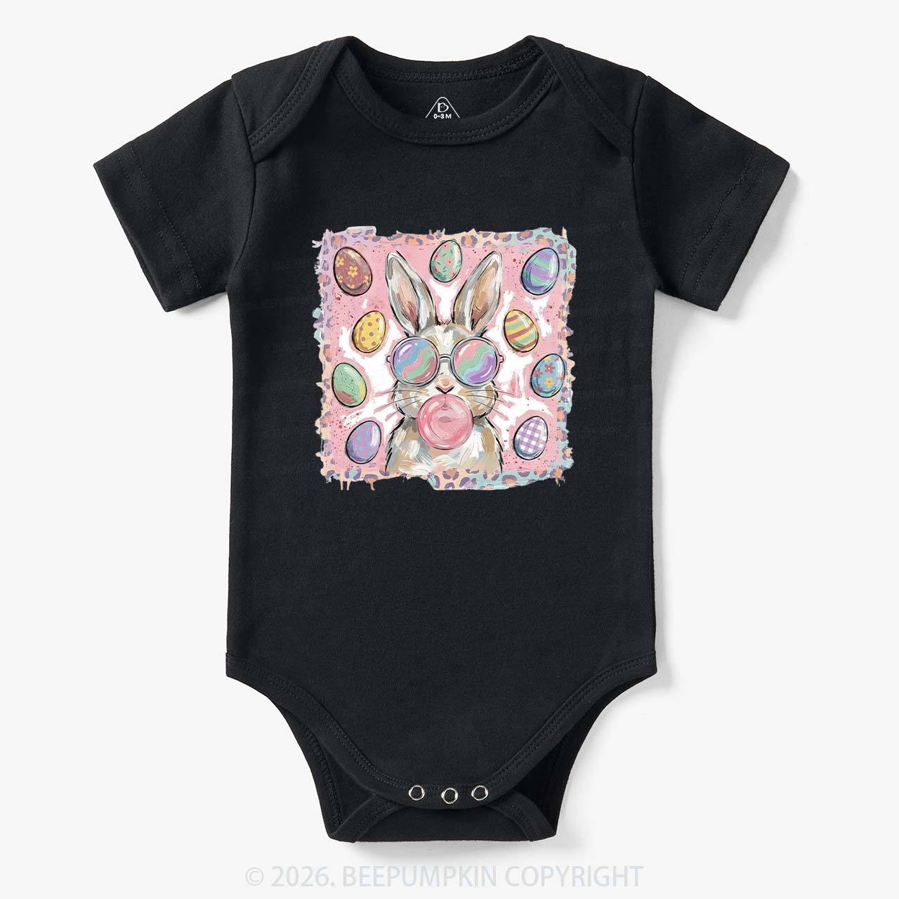 Retro Bubblegum Bunny Colorful Easter Eggs Baby Bodysuit