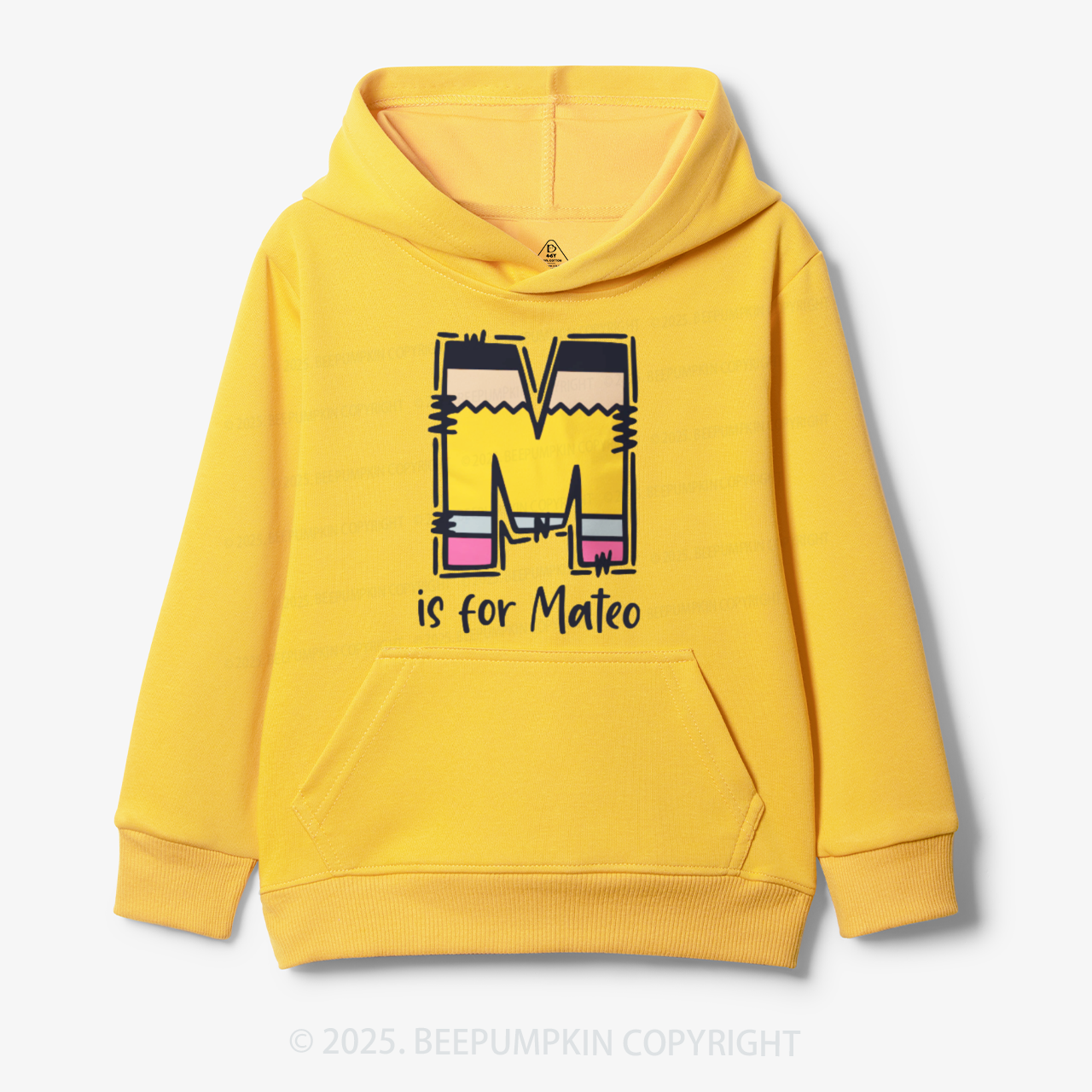 Personalized Pencil Letter Kid's Hoodies Beepumpkin