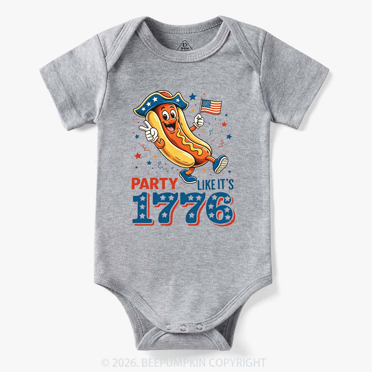 Party Like It's 1776 4th Of July Hot Dog Bodysuit