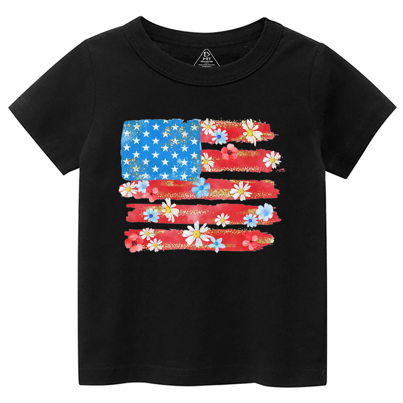 Flower American Flag Toddler&Kid's Tees Beepumpkin 