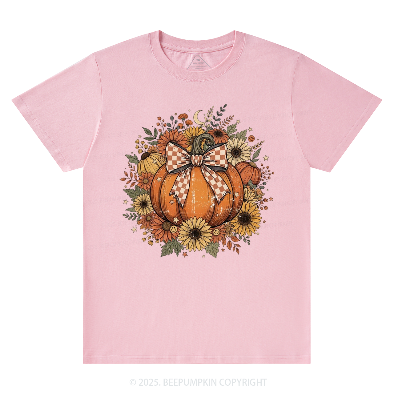 Fall Coquette Boho Floral Pumpkin Bow T-Shirts Beepumpkin