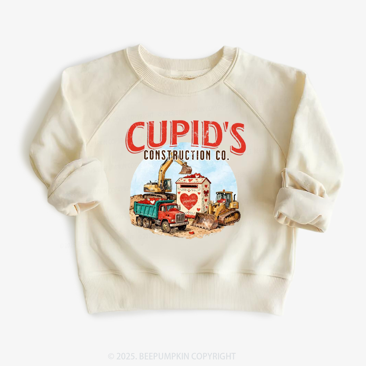 Construction Trucks Valentine's Day Kid's Sweatshirt