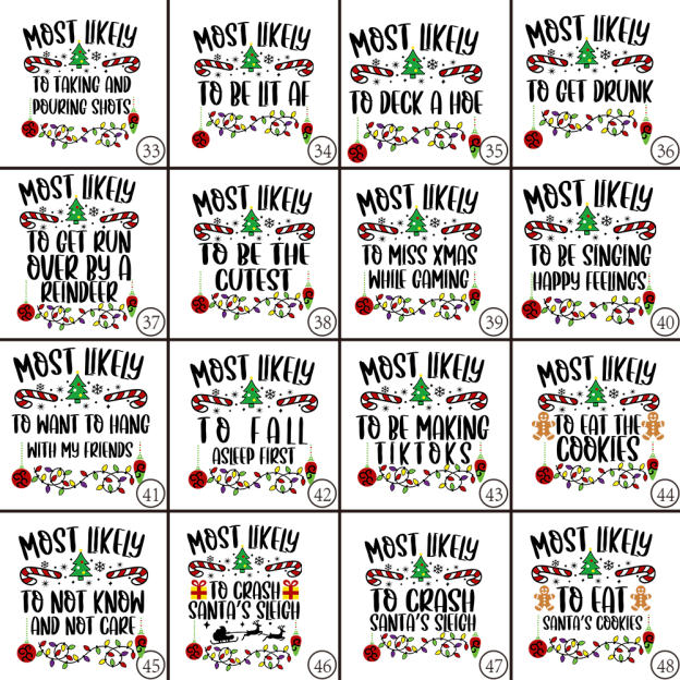 48 Quotes Most Likely To Christmas Family Matching Shirt