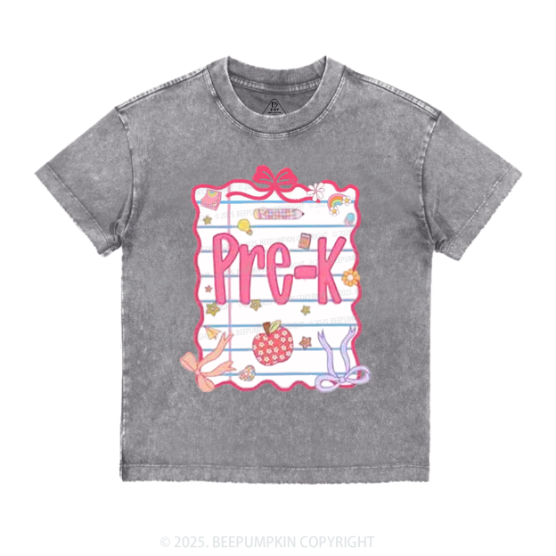 Personalized Pink Bow Grade Toddler&Kids Washed Tees