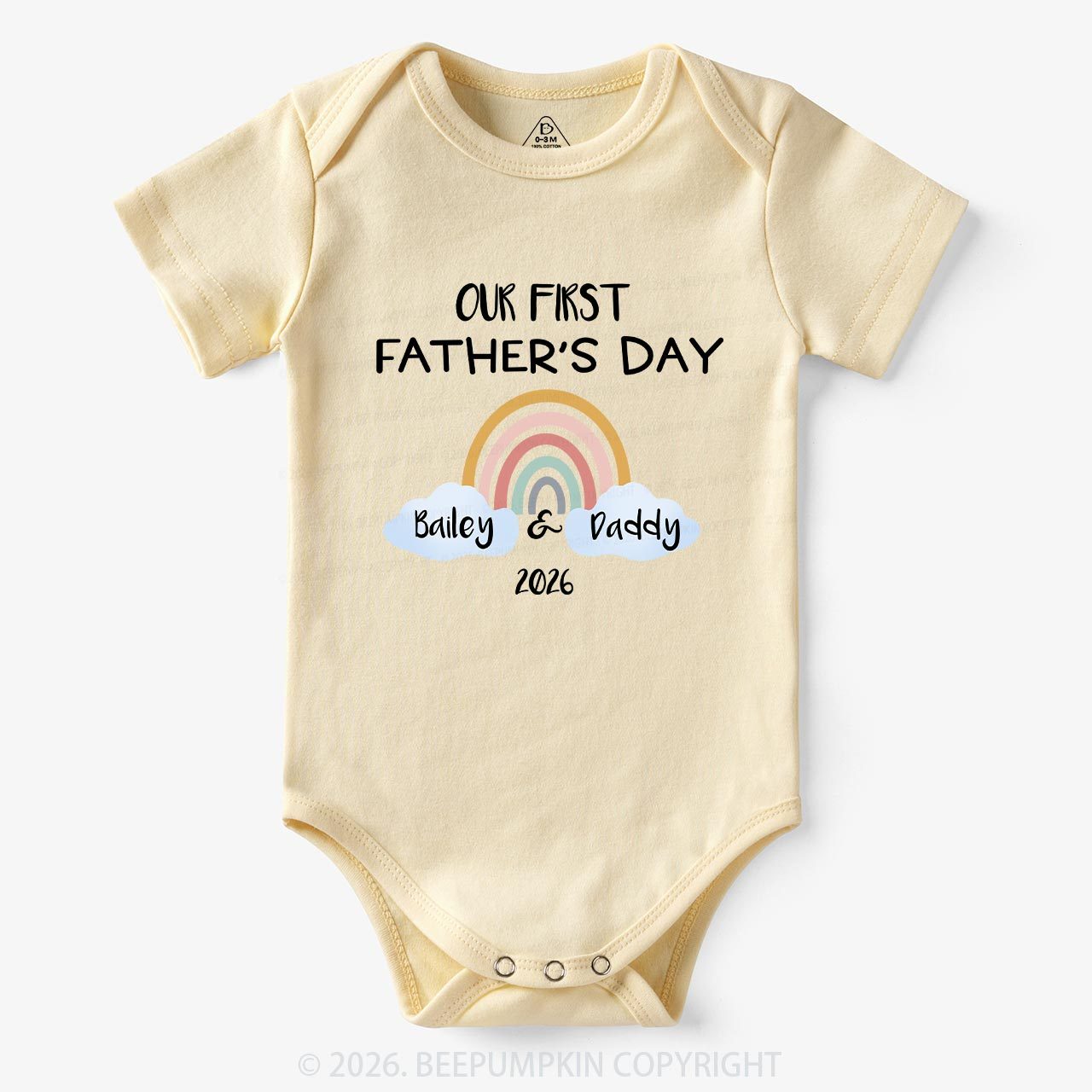 Personalization Our First Father's Day Rainbow Bodysuit For Baby
