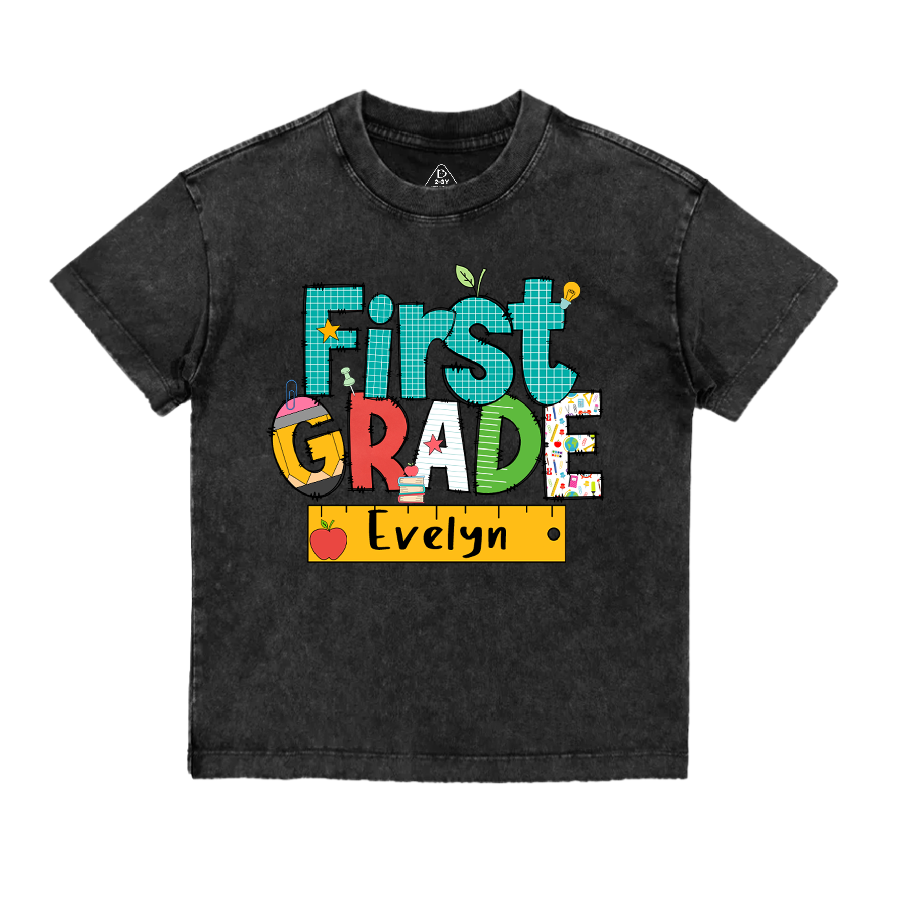 Personalized Letter Grade Toddler&Kids Washed Tees