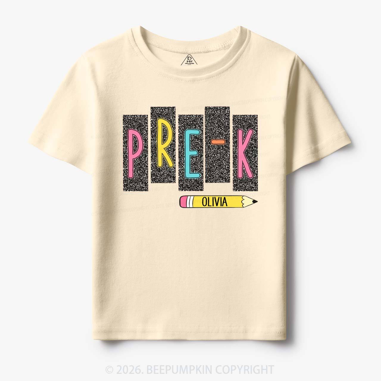 Personalized Name Preppy Daisy Floral Back to School Toddler&Kid's Tees