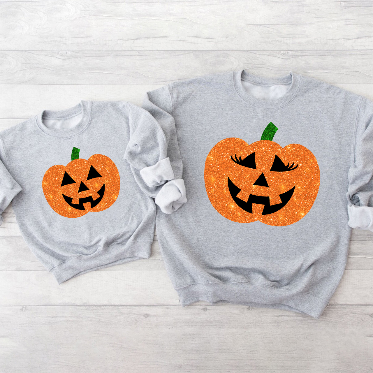 Mommy&Mini Pumpkin Face Halloween Sweatshirts