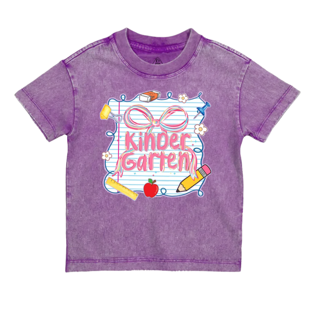 Personalized Preppy Pink Bow Toddler&Kids Washed Tees