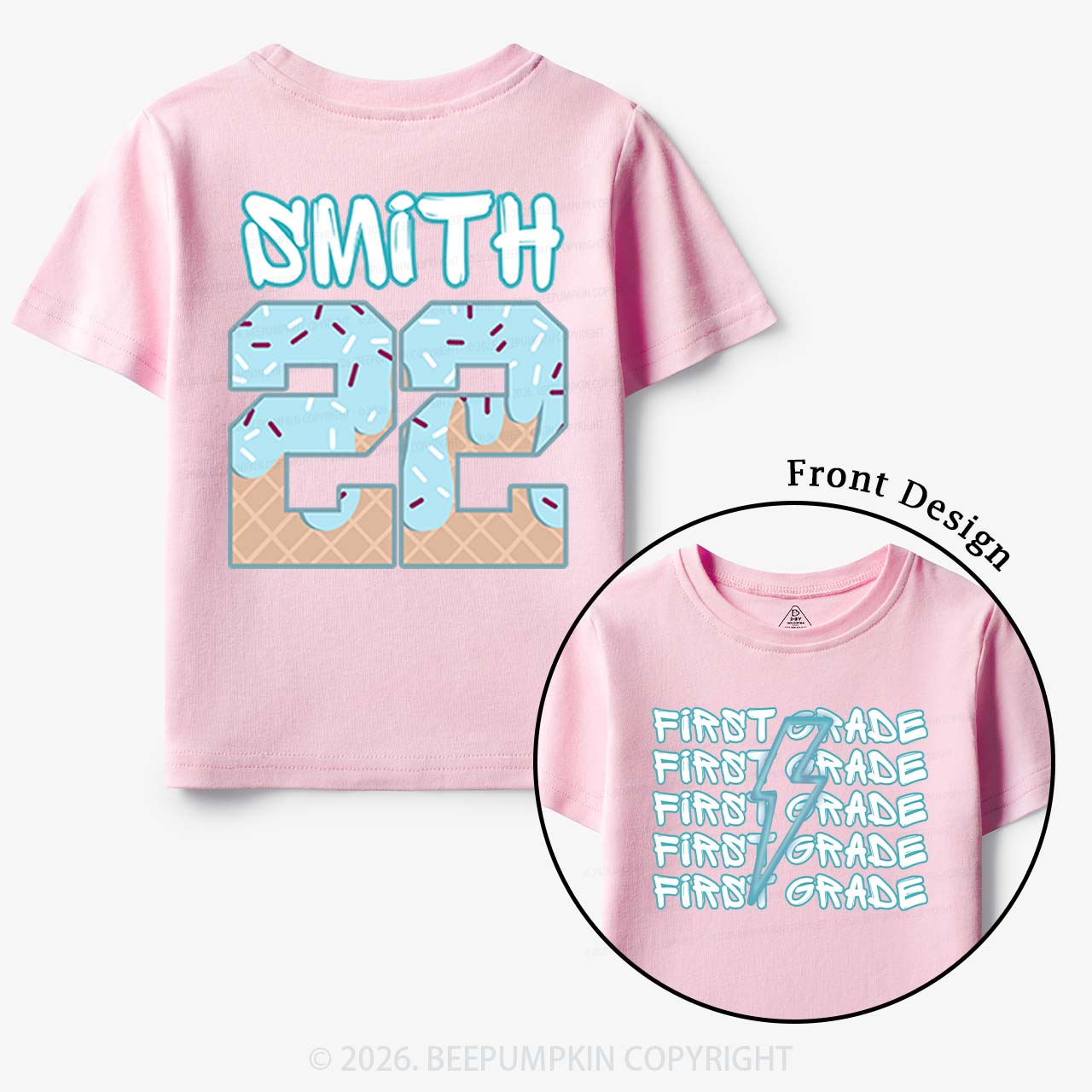 Personalized Blue Lightning Grade Toddler&Kid's Tees Beepumpkin