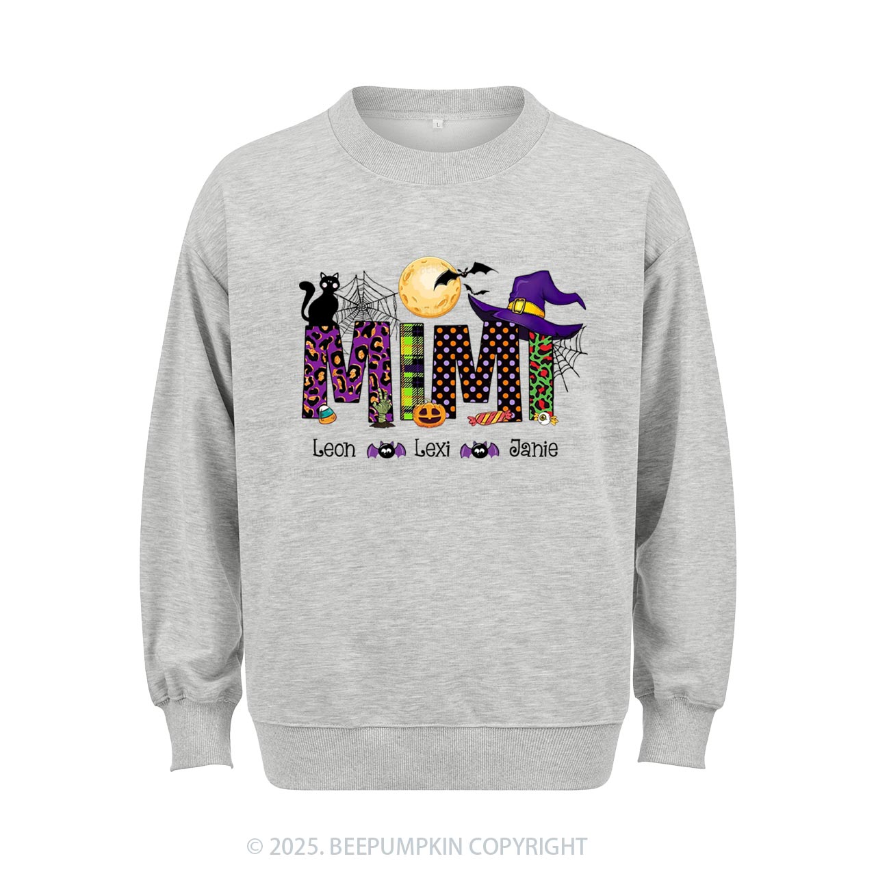Personalized Mimi And Little Bat Halloween Sweatshirt Beepumpkin