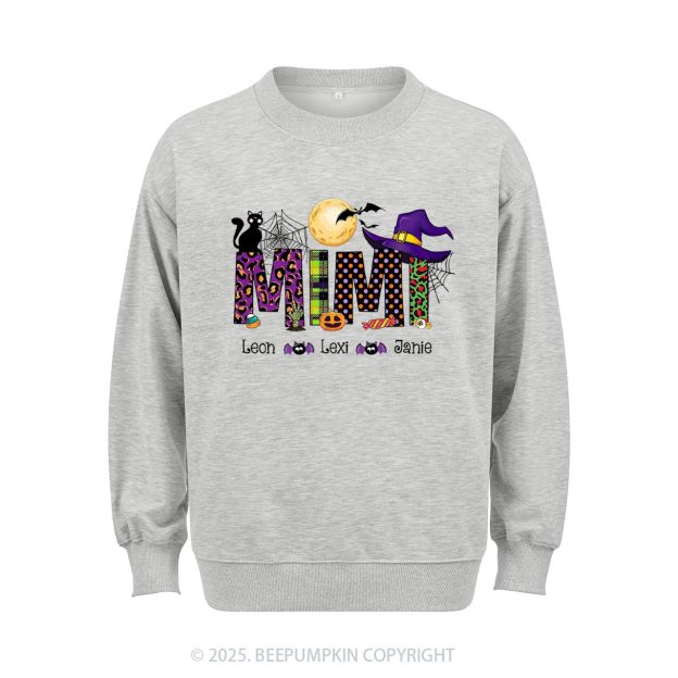 Personalized Mimi And Little Bat Halloween Sweatshirt Beepumpkin
