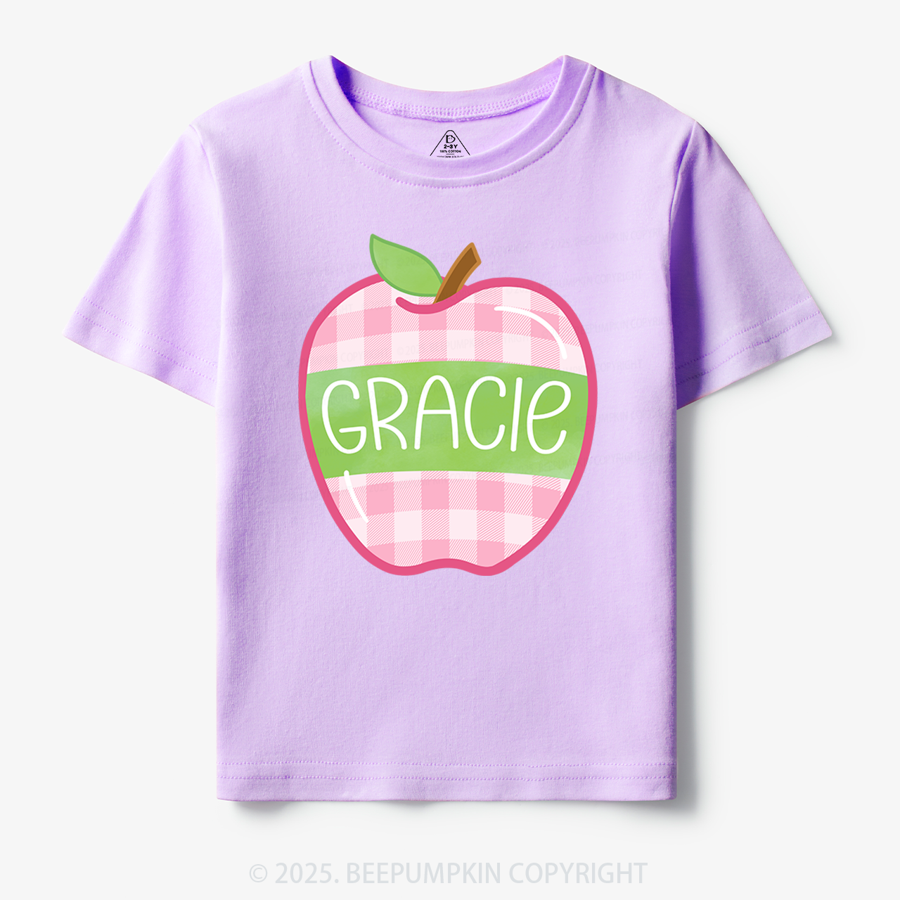 Personalized Plaid Apple Series Toddler&Kid's Tees Beepumpkin Sale-Beepumpkin™