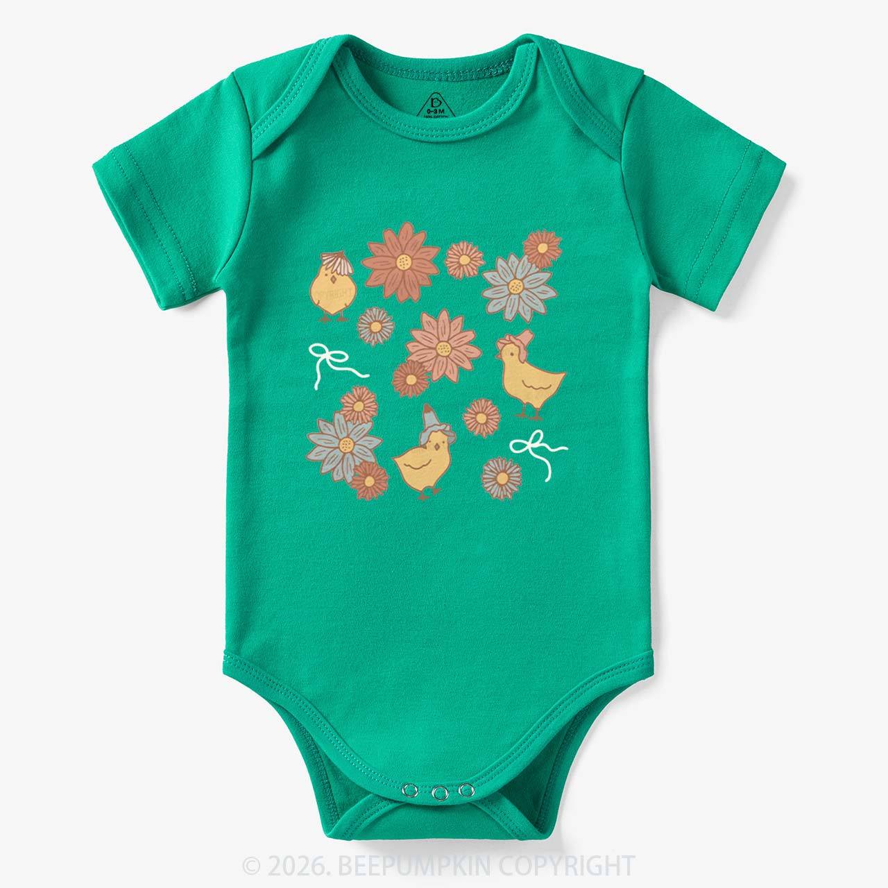 Farm Flower Chicks Baby Bodysuit