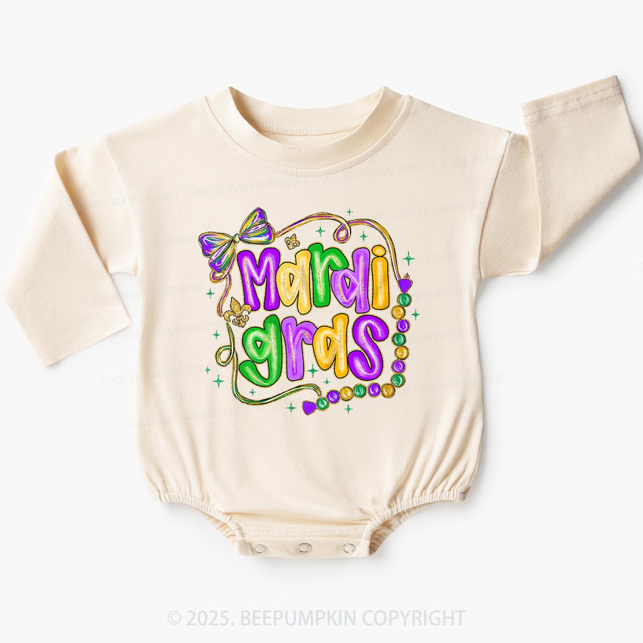 Brushstroke Mardi Gras Baby Bubble Romper Beepumpkin