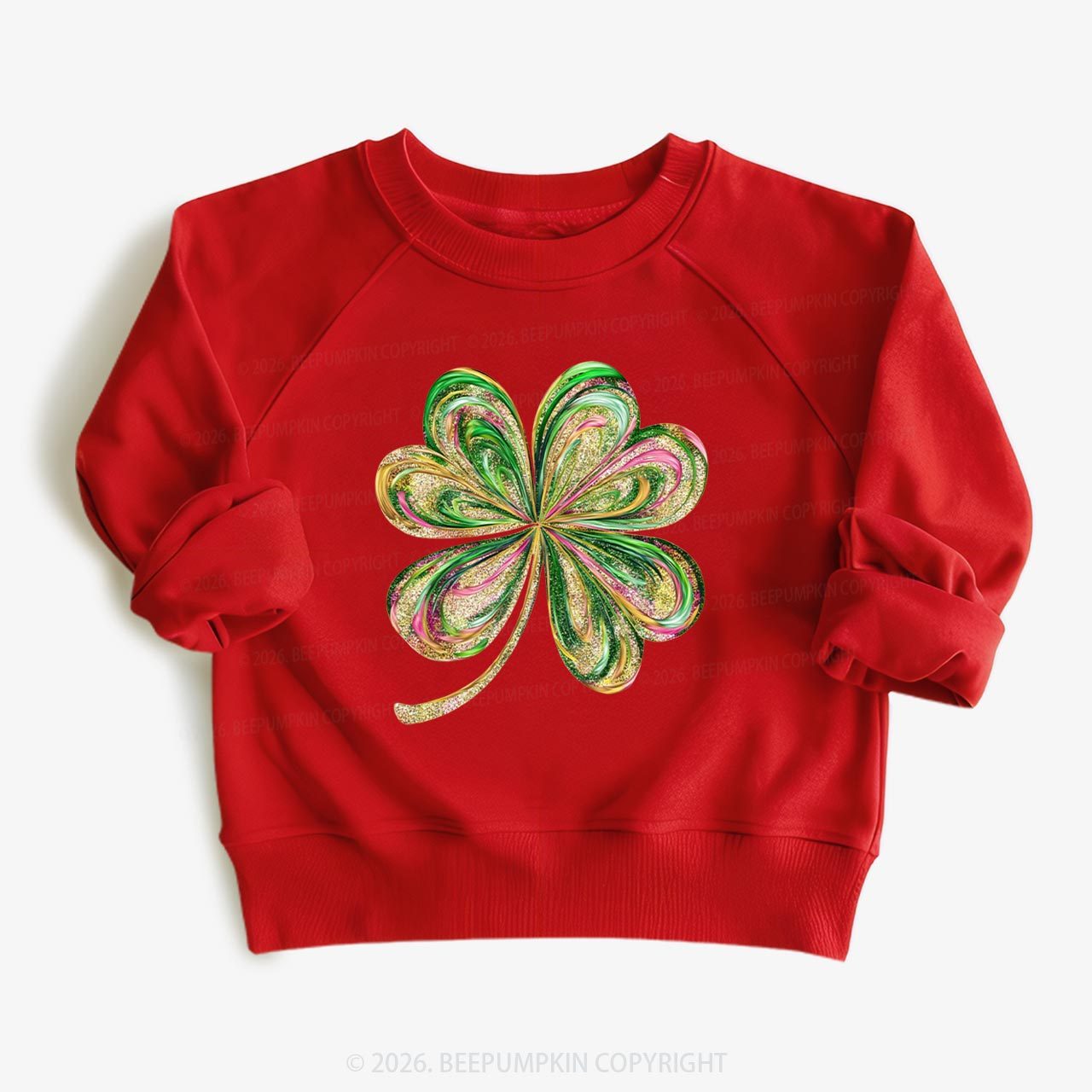 Retro Lucky Shamrock St Patrick's Day Kid's Sweatshirt