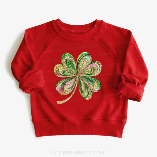 Retro Lucky Shamrock St Patrick's Day Kid's Sweatshirt