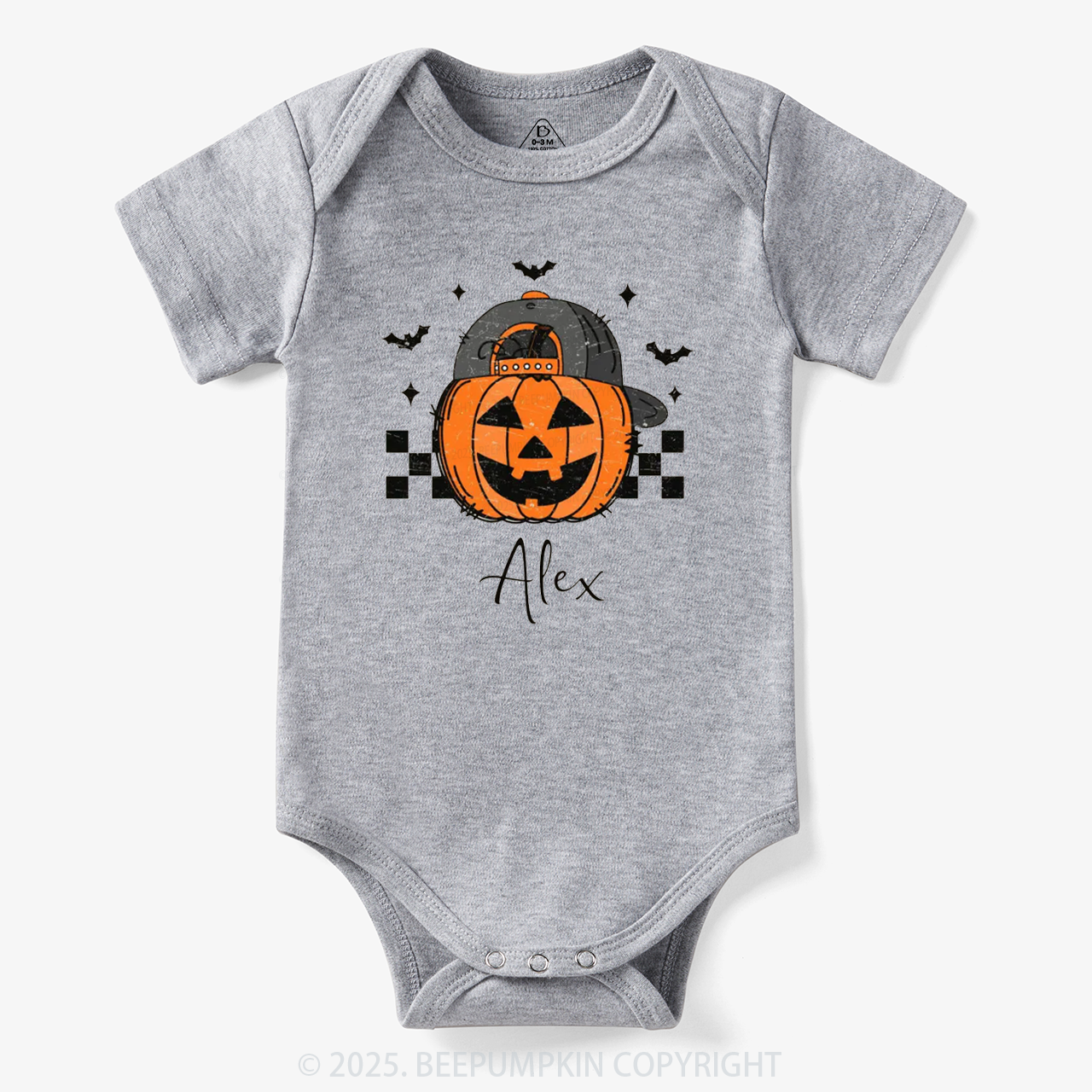 Personalized Jack-O-Lantern Name Bodysuit Beepumpkin