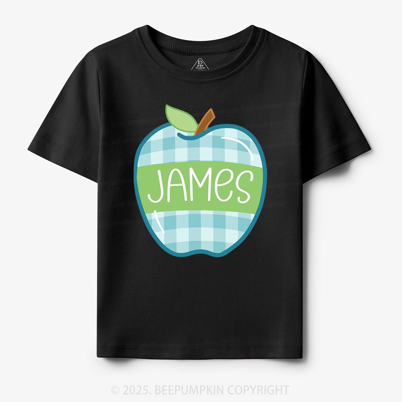 Personalized Plaid Apple Series Toddler&Kid's Tees Beepumpkin