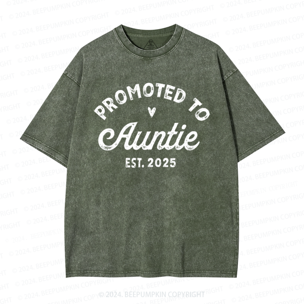 Personalized Established Promoted To Auntie Aunt Washed T-Shirts 
