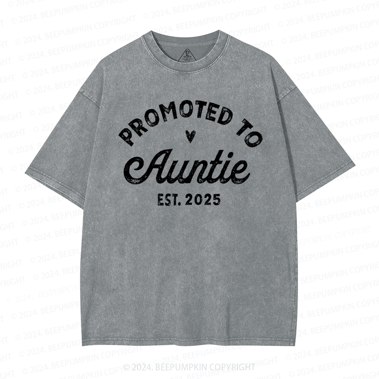 Personalized Established Promoted To Auntie Aunt Washed T-Shirts 