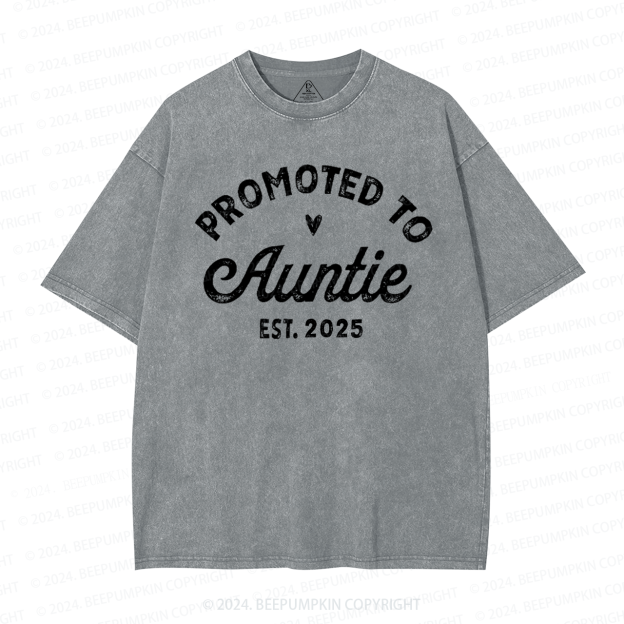 Personalized Established Promoted To Auntie Aunt Washed T-Shirts 