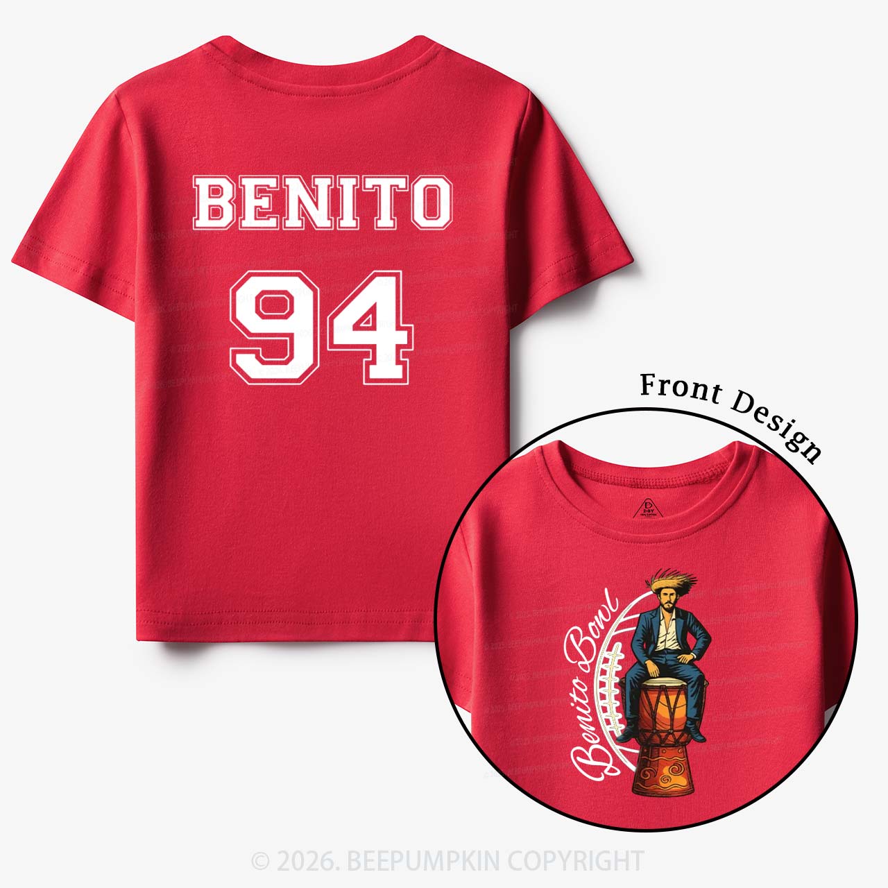 Personalized Benito Bowl Football Fan Toddler&Kid's Tees