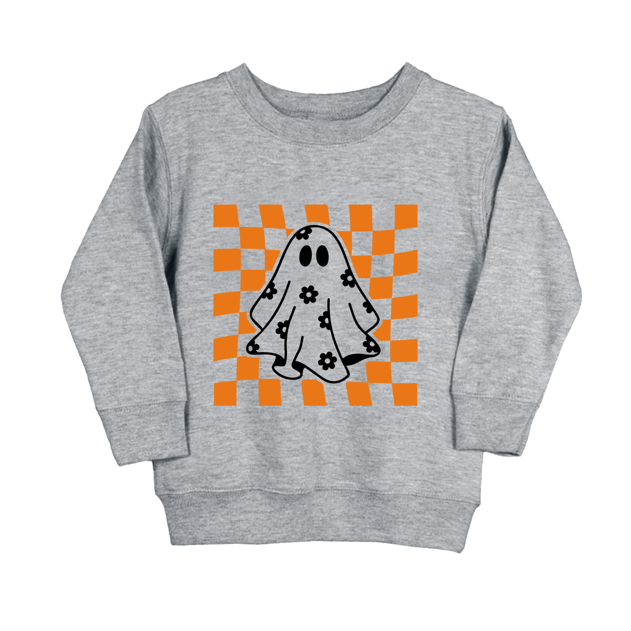 Checkered Floral Daisy Ghost Toddler Sweatshirt