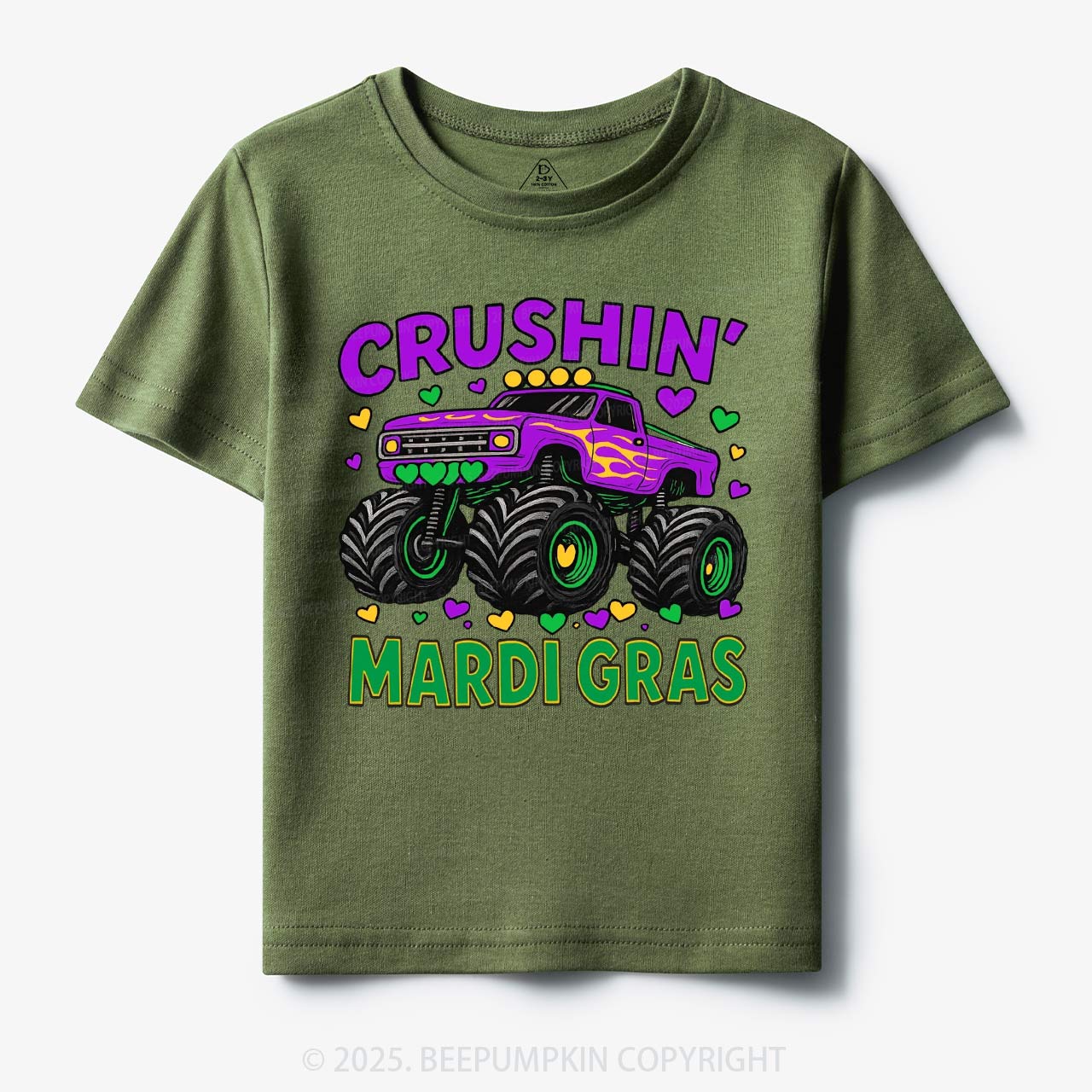 Crushin' Mardi Gras Monster Truck Toddler&Kid's Tees Beepumpkin