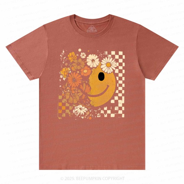 Floral Fall Smiley Face T-Shirts Beepumpkin 