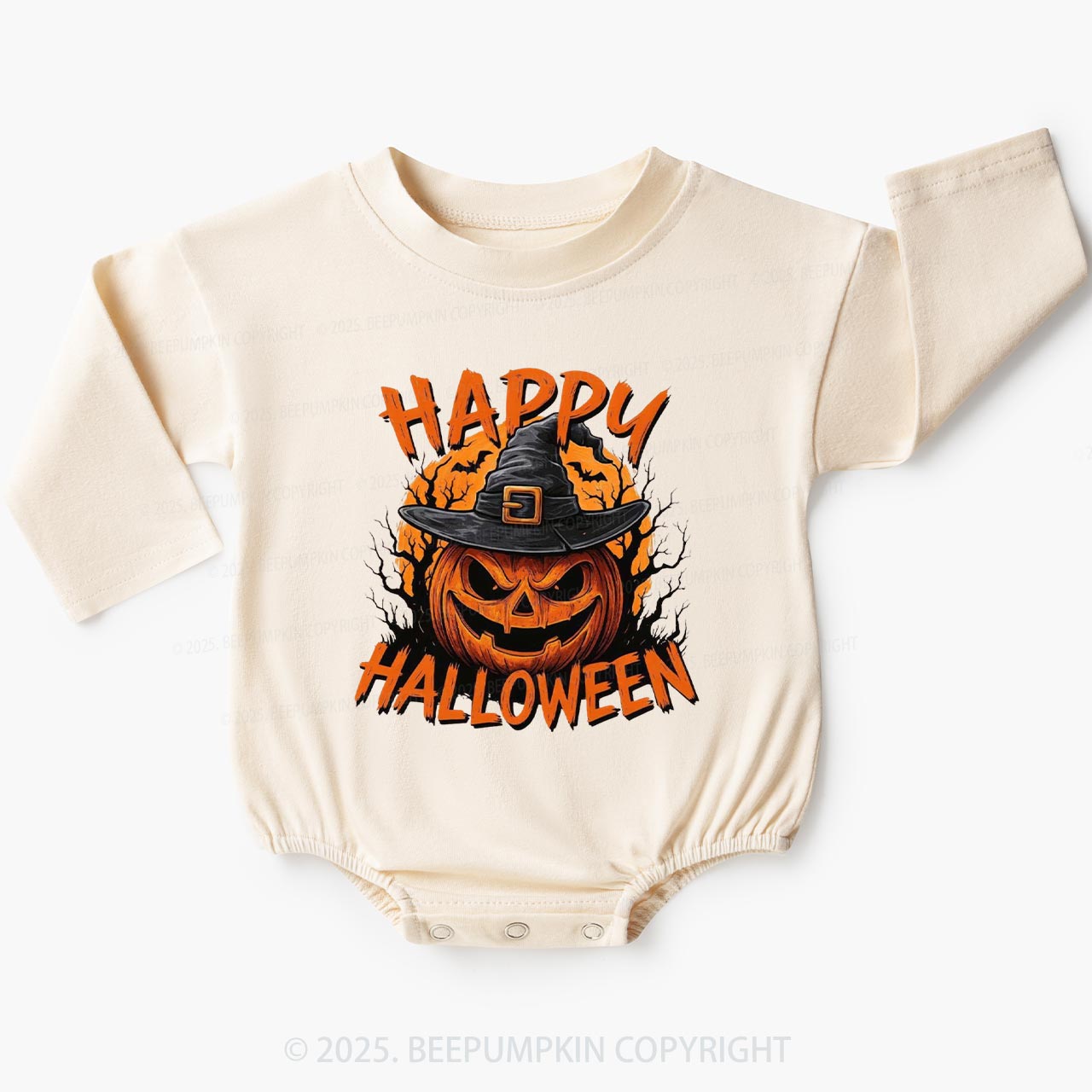 Happy Halloween Baby Bubble Romper Beepumpkin