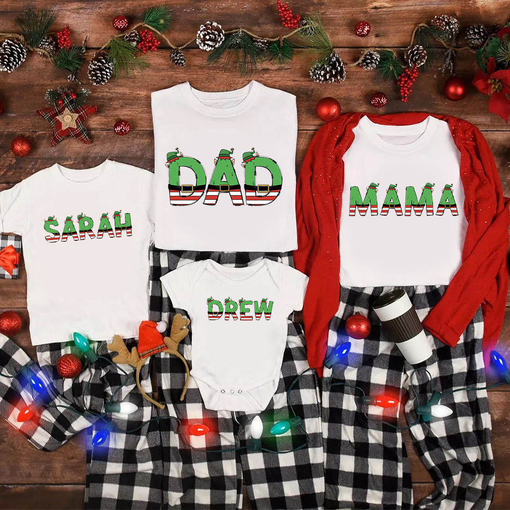 Christmas Elf Doodle Family Matching Shirt