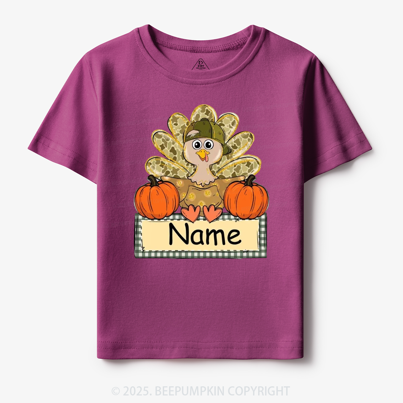 Personalized Fall Turkey Name Thanksgiving Toddler&Kid's Tees Beepumpkin