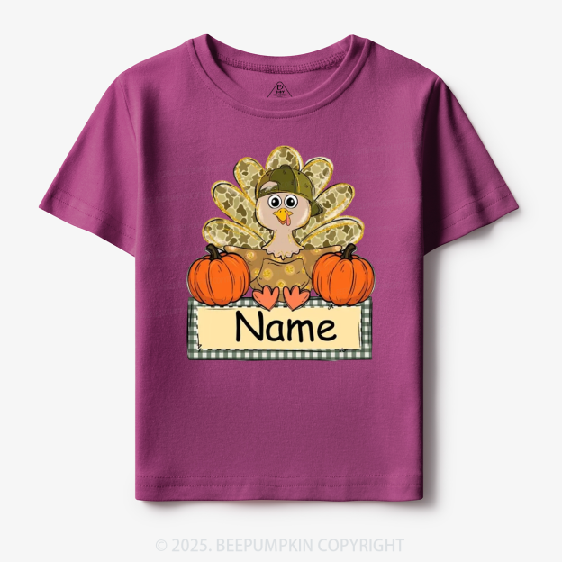 Personalized Fall Turkey Name Thanksgiving Toddler&Kid's Tees Beepumpkin