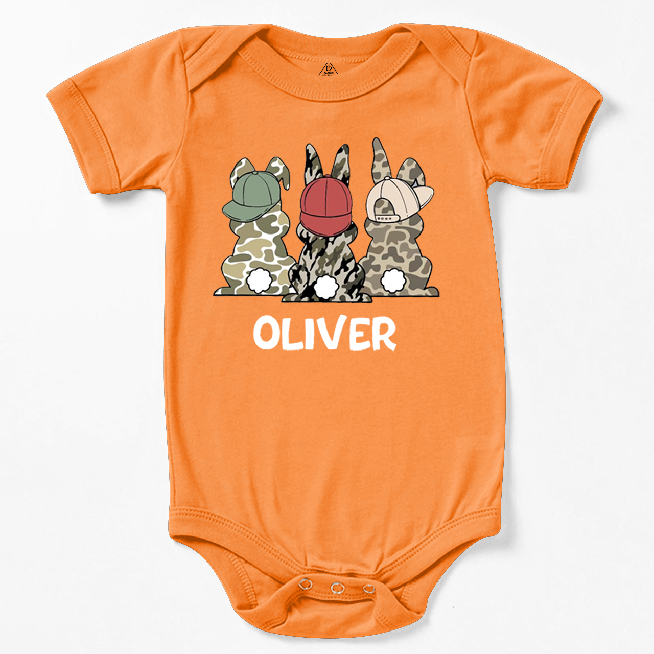 Personalized Name Camouflage Easter Bunny Bodysuit Beepumpkin