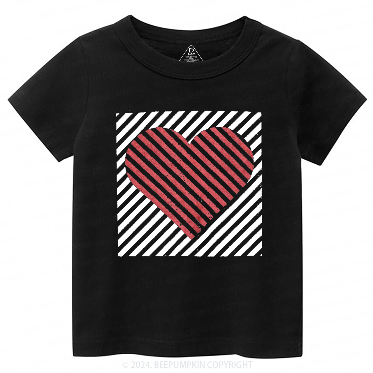 Stripe Heart Valentine Toddler&Kids Tees Beepumpkin