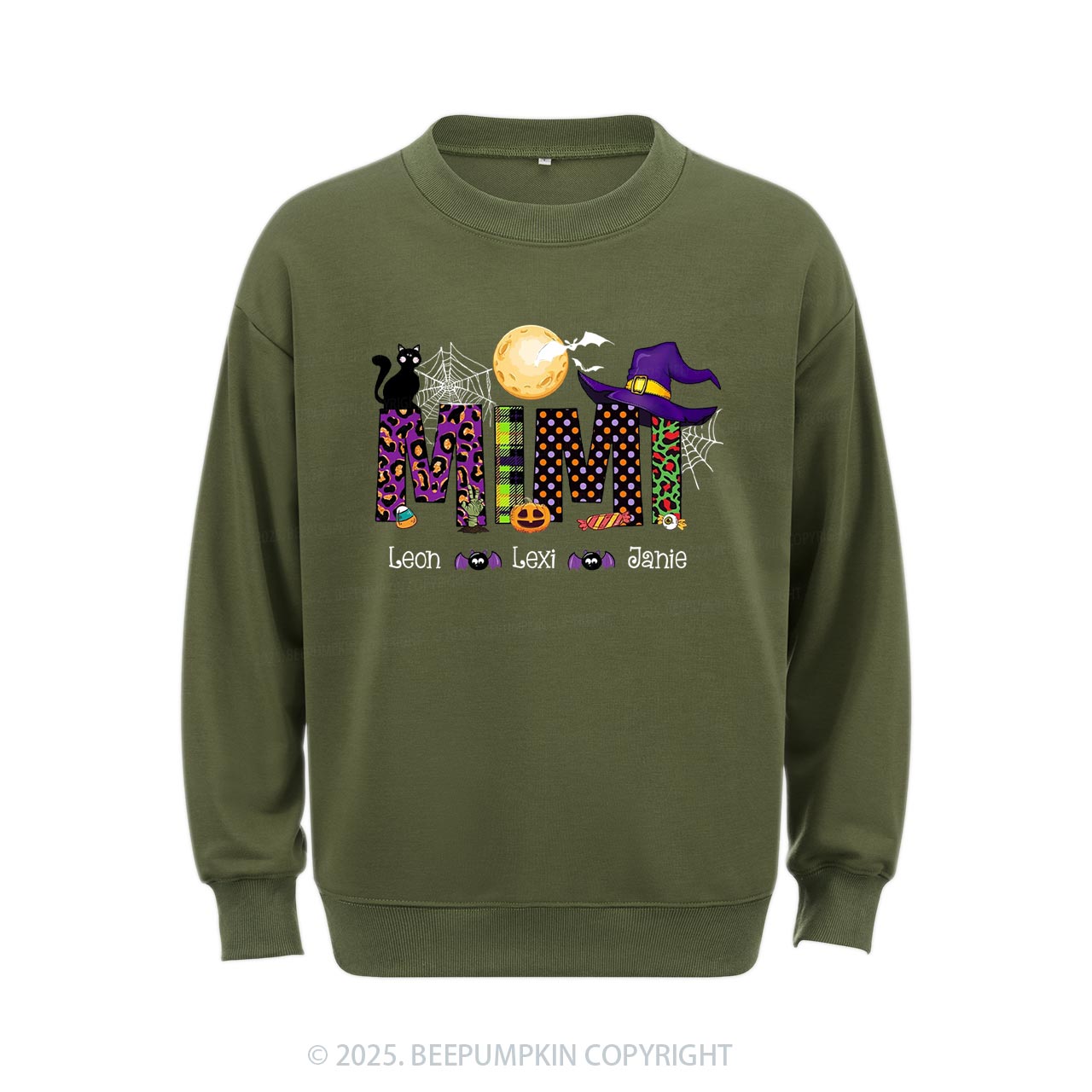 Personalized Mimi And Little Bat Halloween Sweatshirt Beepumpkin