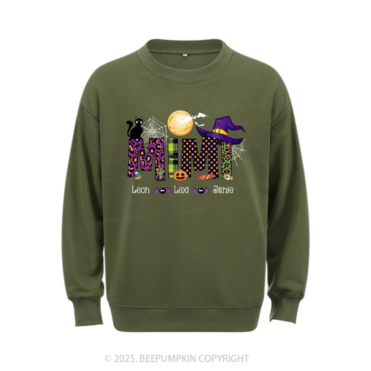 Personalized Mimi And Little Bat Halloween Sweatshirt Beepumpkin