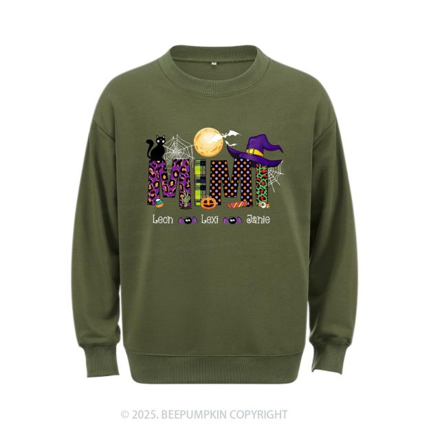 Personalized Mimi And Little Bat Halloween Sweatshirt Beepumpkin