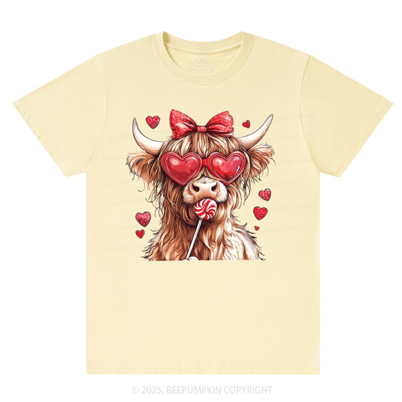 Highland Cow Valentine's Day T-Shirts Beepumpkin