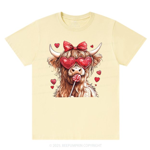 Highland Cow Valentine's Day T-Shirts Beepumpkin