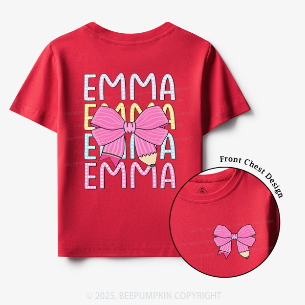 Personalized Pink Bow Toddler&Kid's Tees Beepumpkin