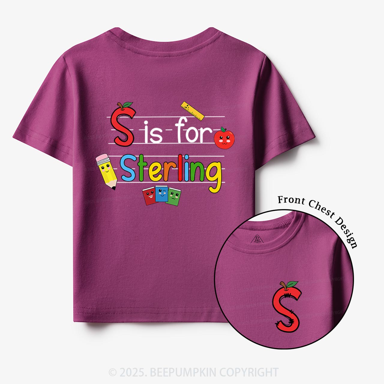 Personalized Kids Color Name Back To School Toddler&Kid's Tees Beepumpkin