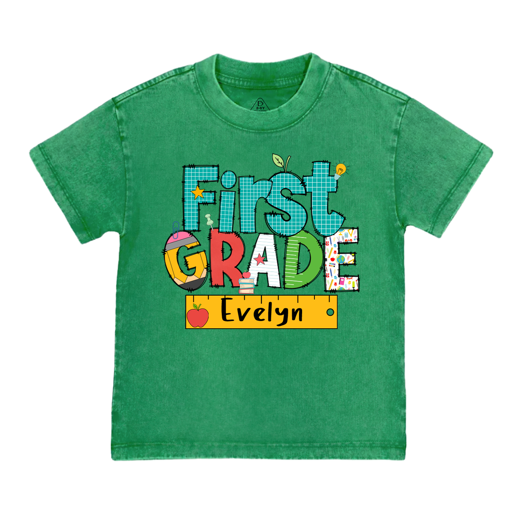 Personalized Letter Grade Toddler&Kids Washed Tees