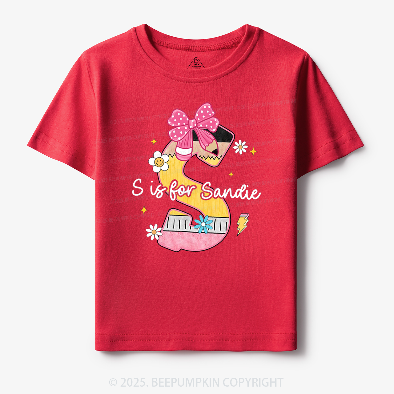 Personalized Pencil Bow Name Toddler&Kid's Tees Beepumpkin