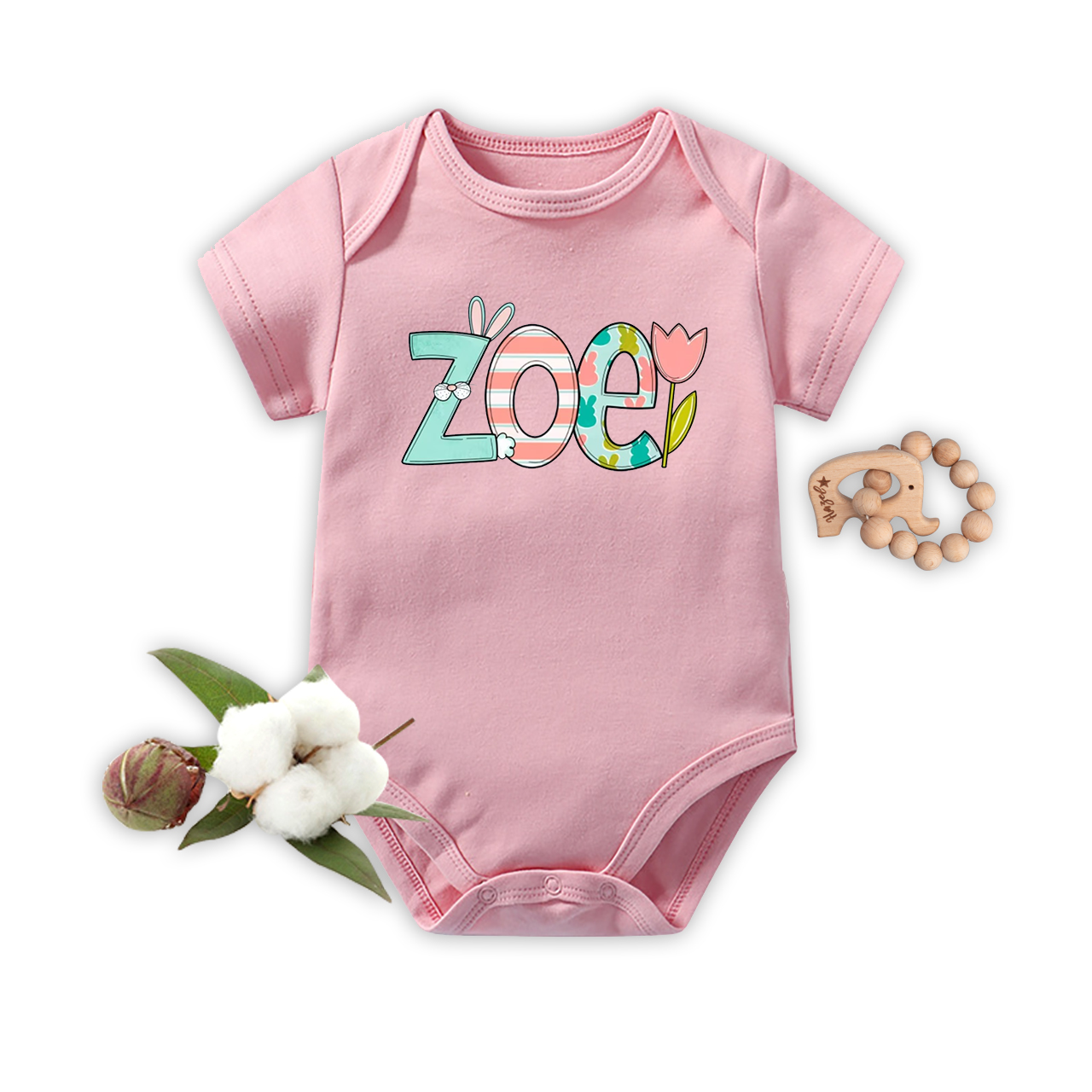 Personalized Easter - Cute Bunny Name Bodysuit