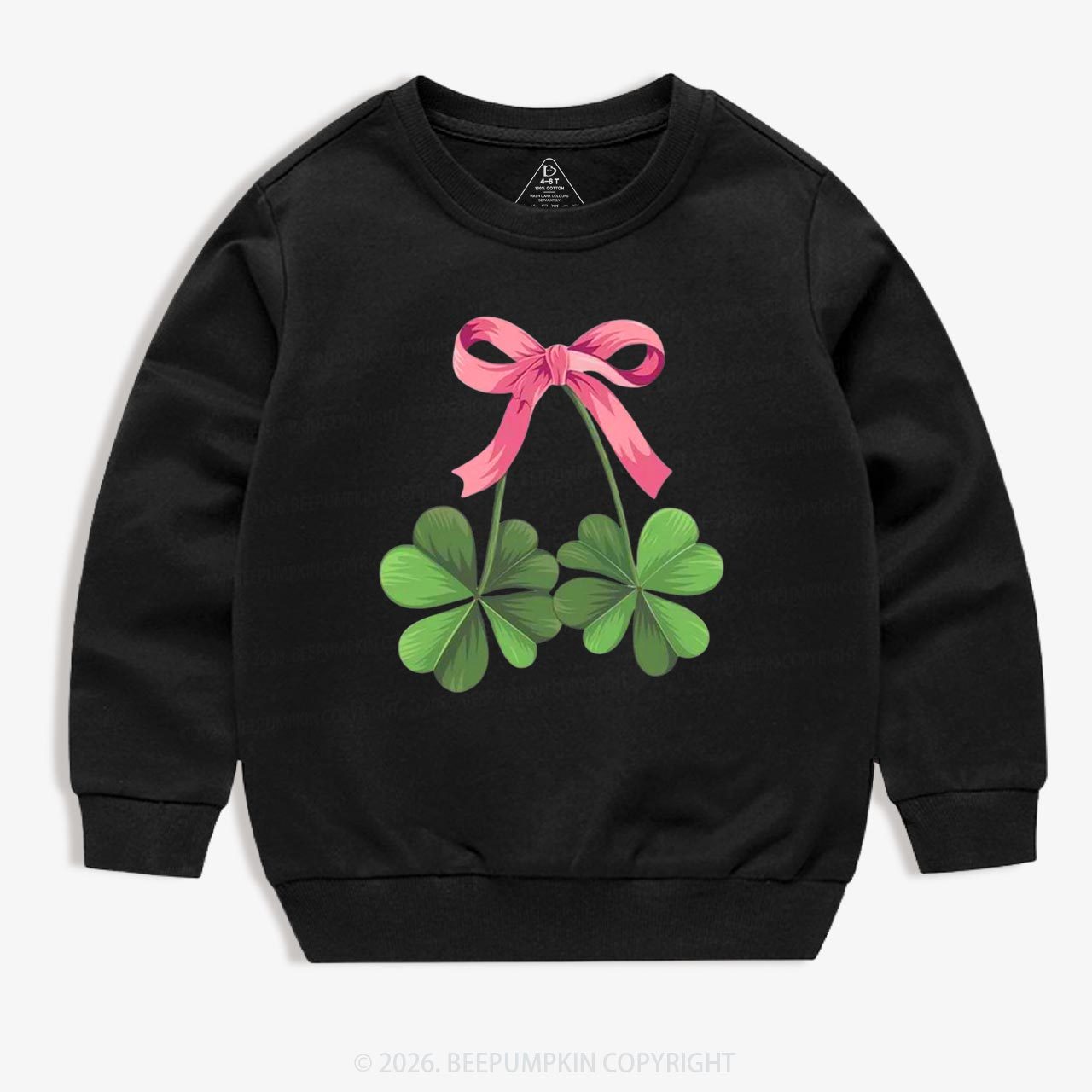 Lucky Shamrock Bow St Patrick's Day Kid's Sweatshirt