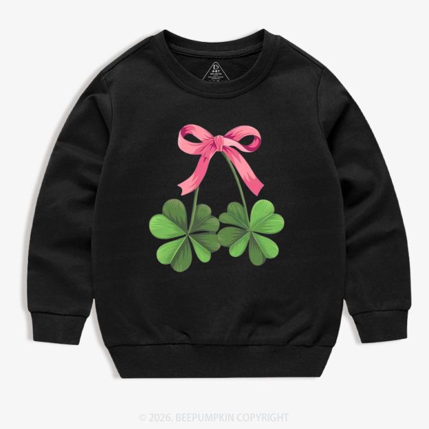 Lucky Shamrock Bow St Patrick's Day Kid's Sweatshirt